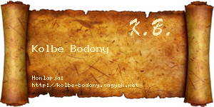 Kolbe Bodony névjegykártya